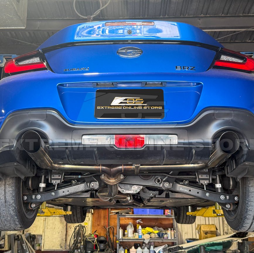 Toyota GR86 Subaru BRZ BOSO Style Anodized Silver Dual Chrome Tip Cat Back Exhaust System 2022-Present