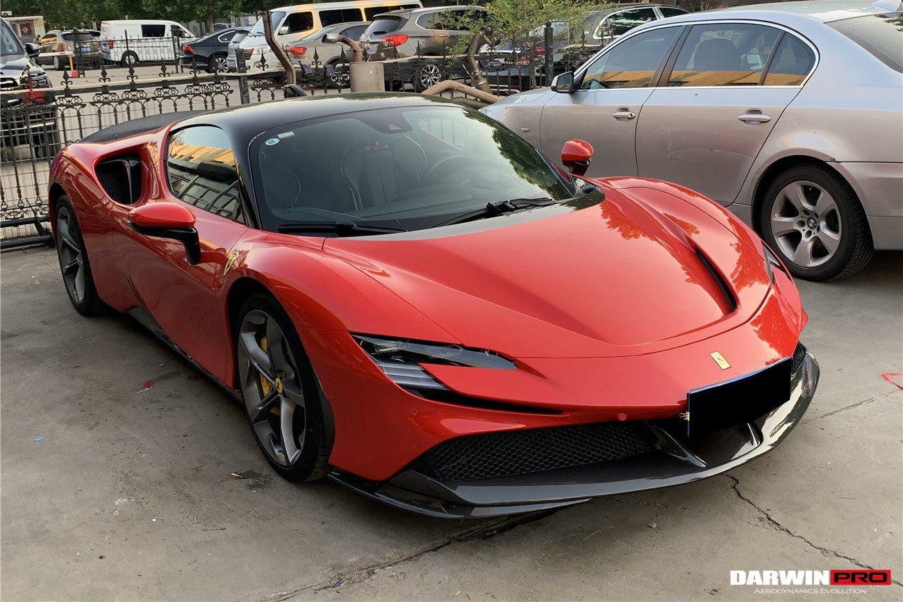 2020 - 2025 Ferrari SF90 Stradale OE Style Autoclave Carbon Fiber Front Bumper Side Splitter
