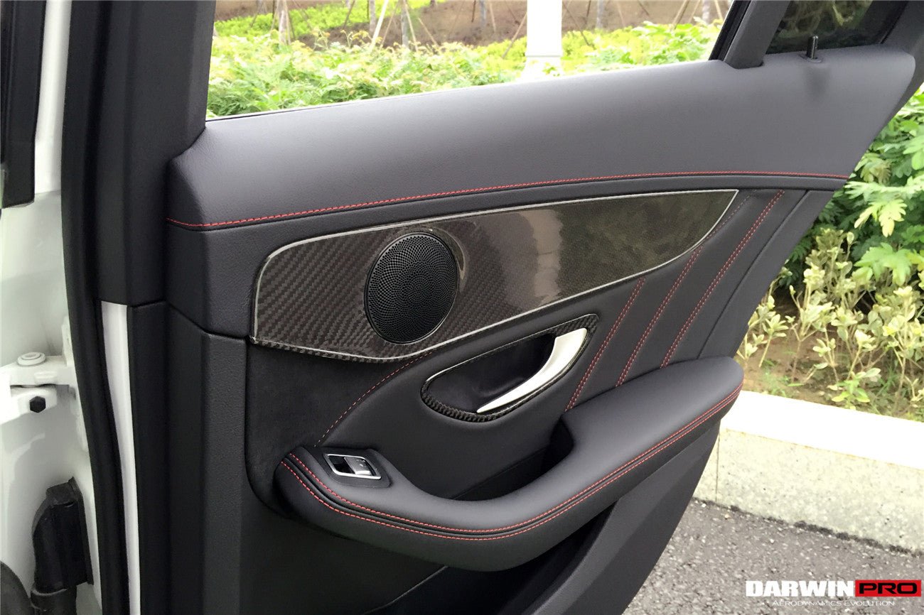 2015 - 2021 Mercedes Benz W205 C Class GLC X253 Carbon Fiber Interior Door Handle Cover Trim
