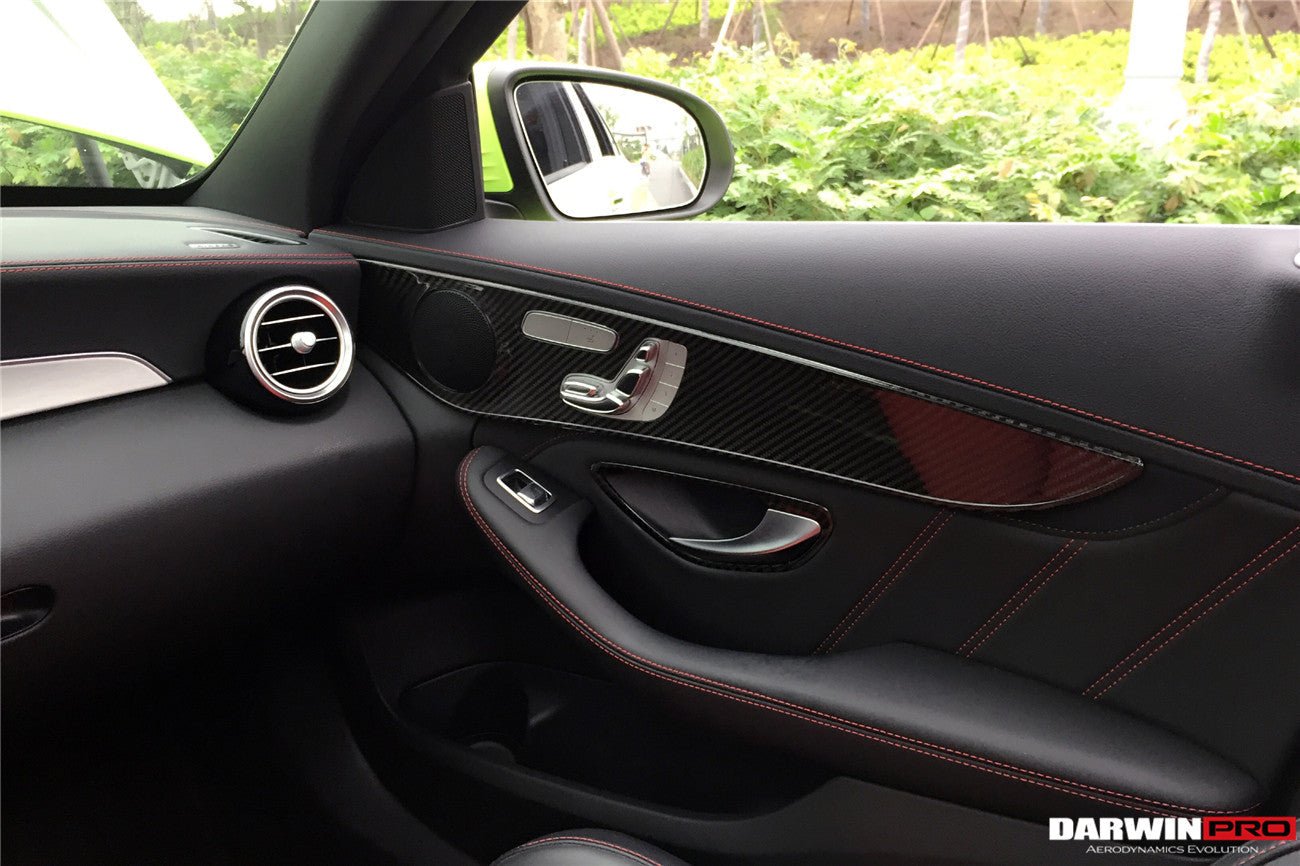 2015 - 2021 Mercedes Benz W205 C Class GLC X253 Carbon Fiber Interior Door Handle Cover Trim