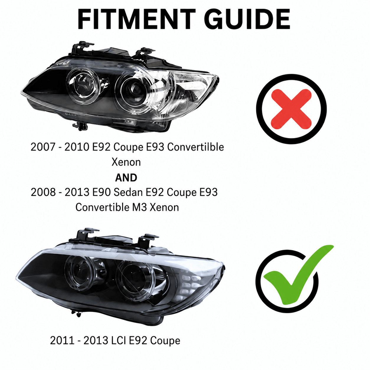 BMW LCI E92 Coupe Laser Style LED Headlights CSL Yellow/White (2011 - 2013)