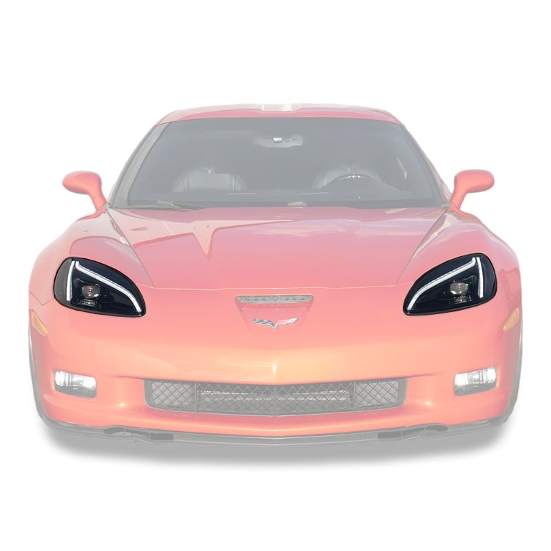 Chevrolet Corvette C6 C8 Style Clear Lens Sequential LED Front Headlights 2005-2013
