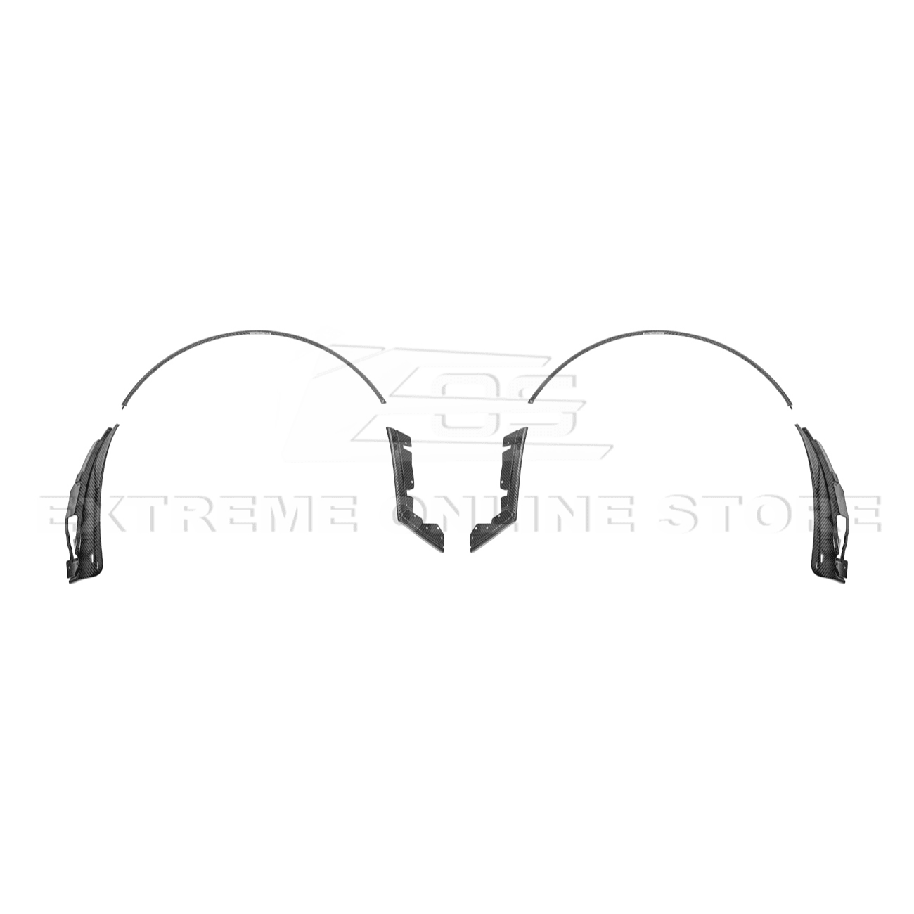 Ford Mustang S650 Dry Carbon Fiber XL Extended Fender Flares Mud Flap Kit 2024-Up