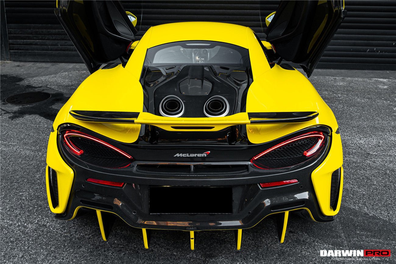 2015 - 2020 McLaren 540C & 570S & 570GT 600LT-Style Partial Carbon Fiber Rear Bumper with Diffuser and Trunk Spoiler and Engine Trunk and Exhaust