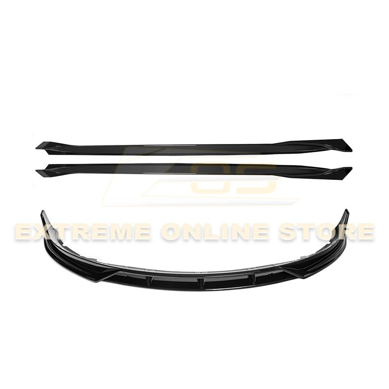 Tesla Model 3 Performance Style Gloss Black Front Splitter Side Skirts Kit 2017-2023