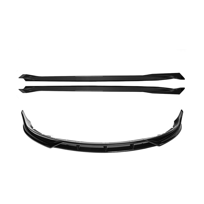 Tesla Model 3 Performance Style Gloss Black Front Splitter Side Skirts Kit 2017-2023