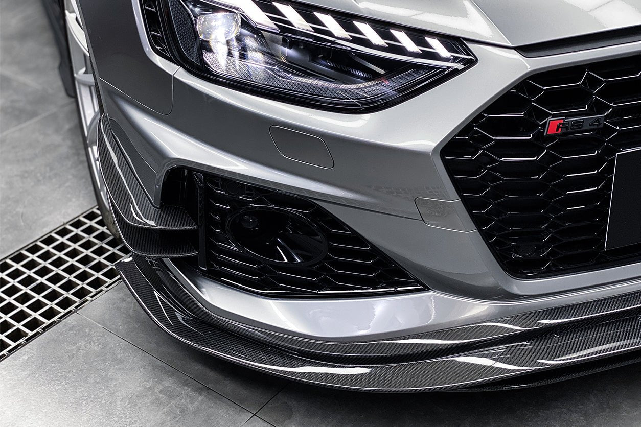 2020 - 2024 Audi RS4 B9.5 BKSS Style Carbon Fiber Front Bumper Canards