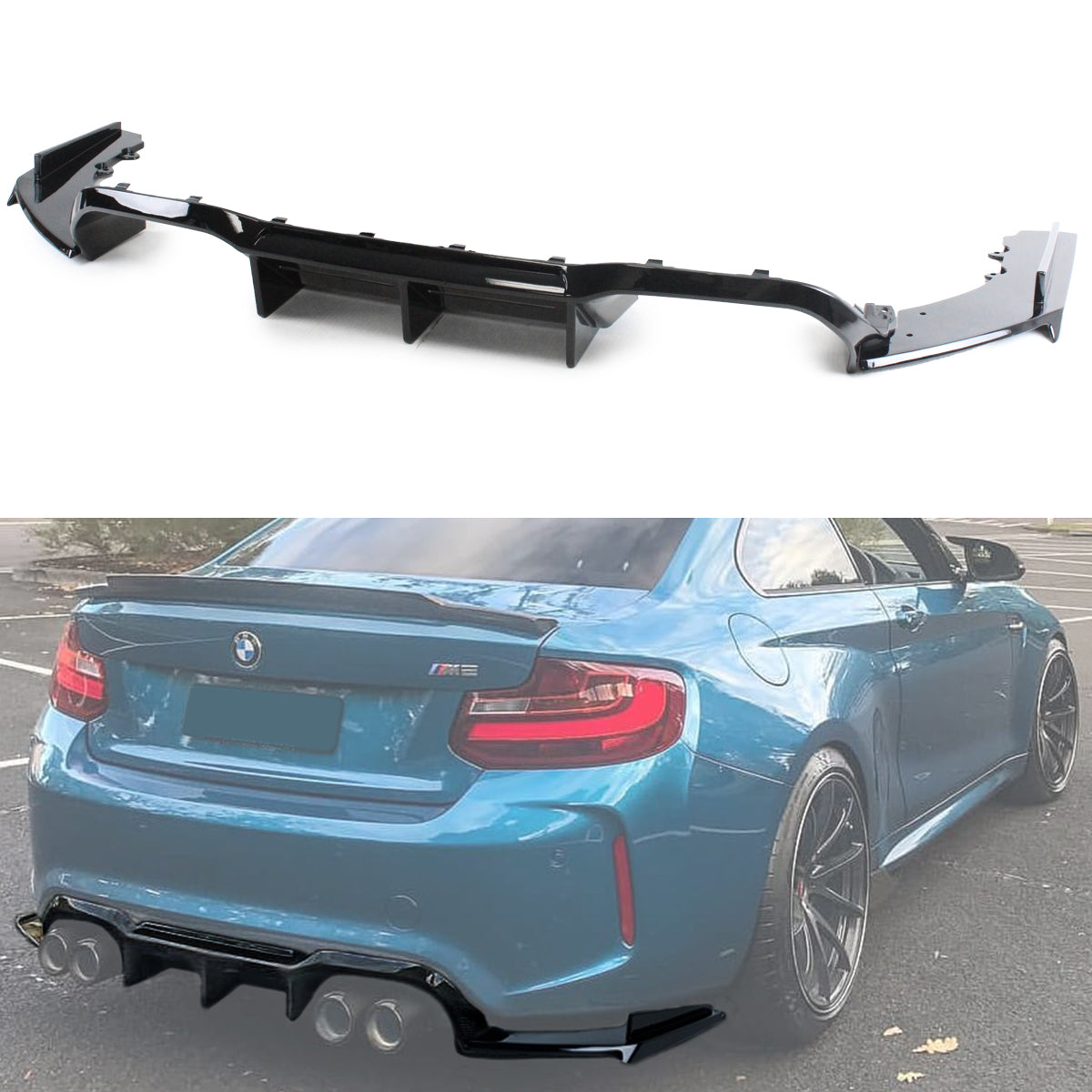 F87 M2 And M2 BMW Competition All Models Glossy Black Rear Diffuser 2017-2020