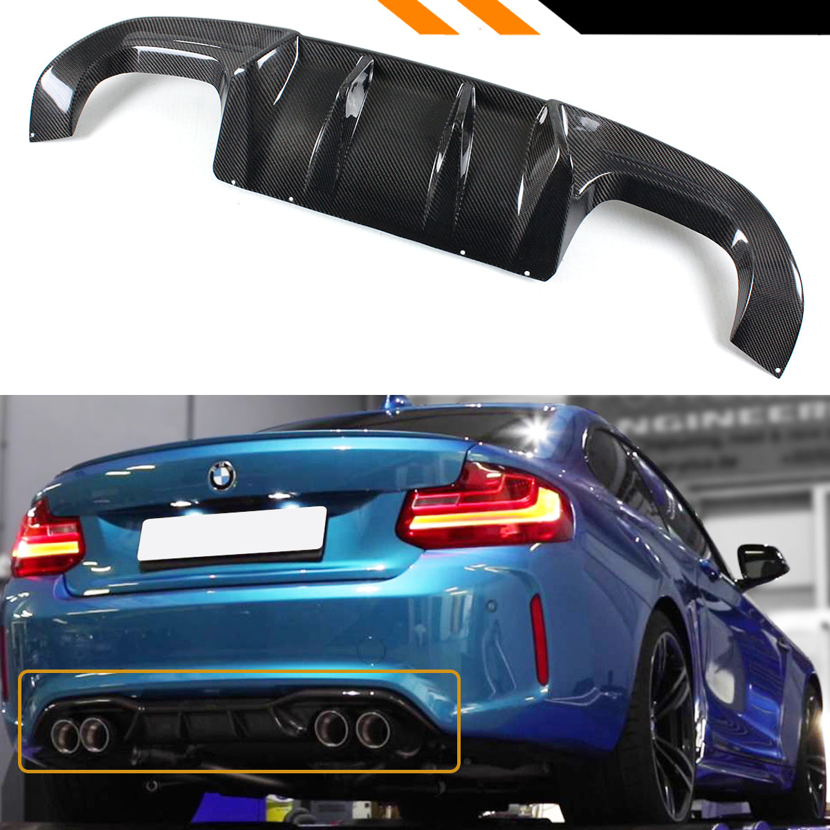 F87 M2 and M2 BMW Competition Models Rear Diffuser Carbon Fiber 2016-2021