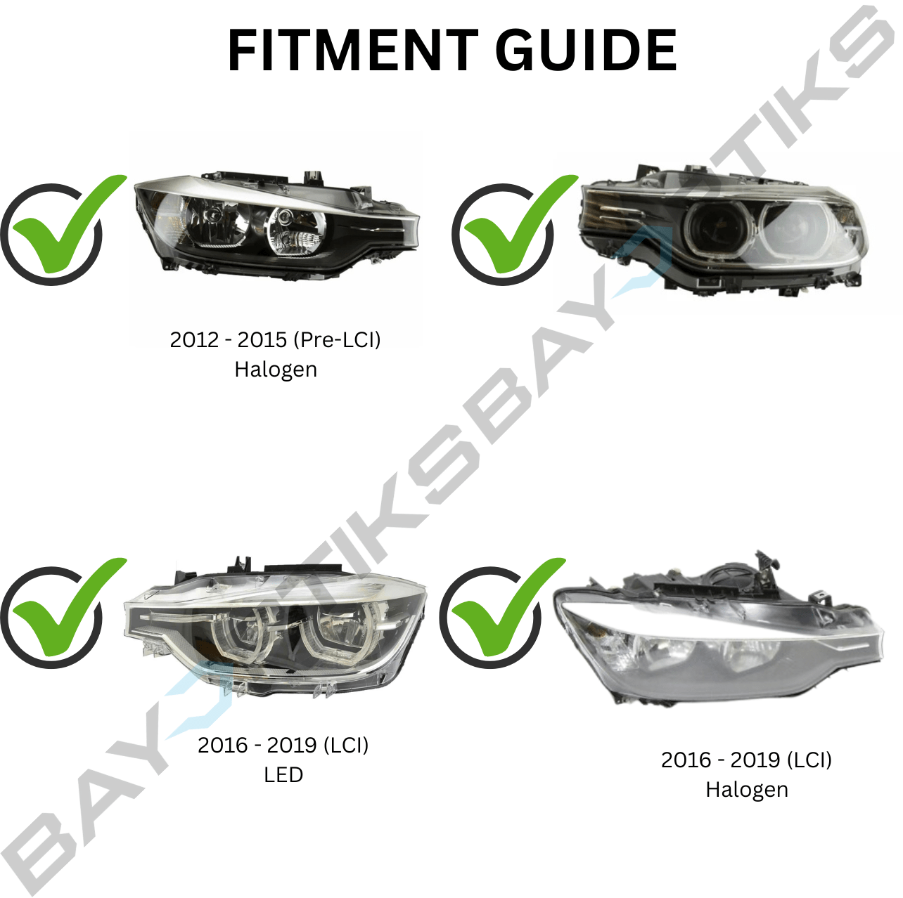 F30 3 Series Complete Snake Eyes Style LED Headlights 2012 - 2019