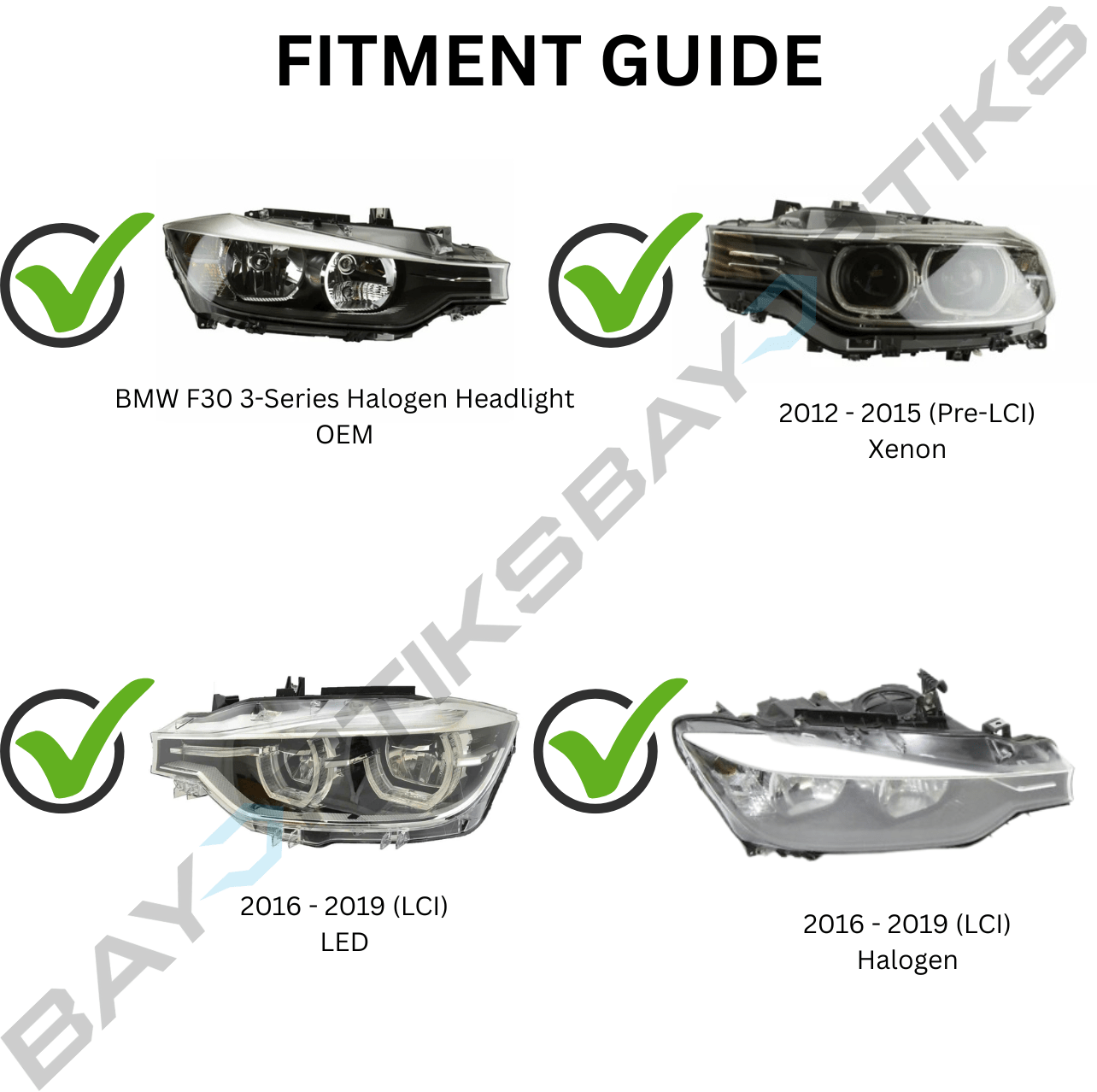 BMW F30 3 Series Laser Style LED Headlights CSL Yellow/White (2012 - 2018)