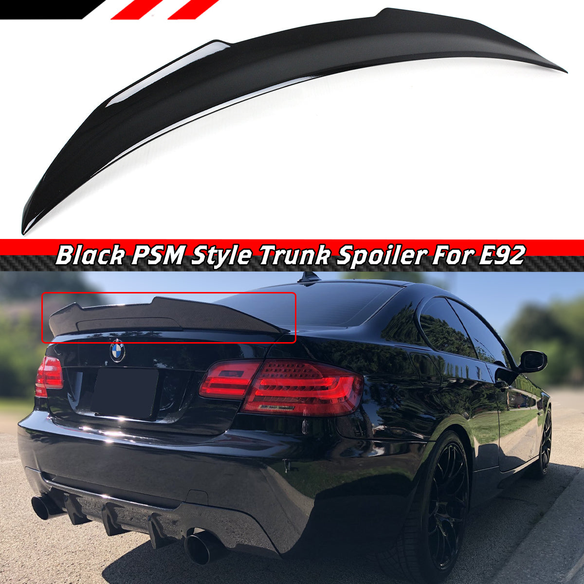 E92 3 Series BMW Glossy Black Spoiler 2006-2012