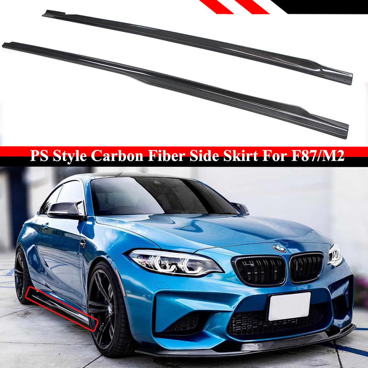 F87 M2 BMW All Model Carbon Fiber Side Skirt 2016-2021