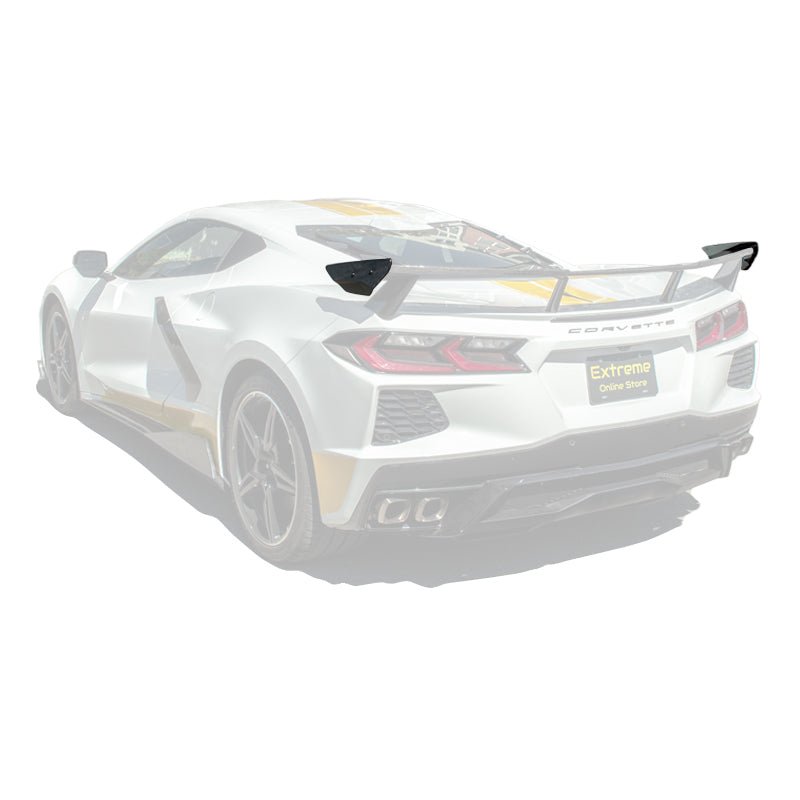 Chevrolet Corvette C8 GM Factory Style Dry Carbon Fiber Rear Spoiler Side Winglets 2020-Up
