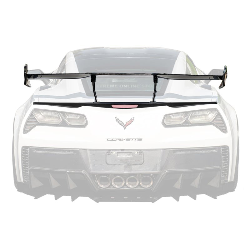 Chevrolet Corvette C7 ZR1 ZTK Style Carbon Fiber Rear High Wing Spoiler Wing Riser Kit 2014-2019