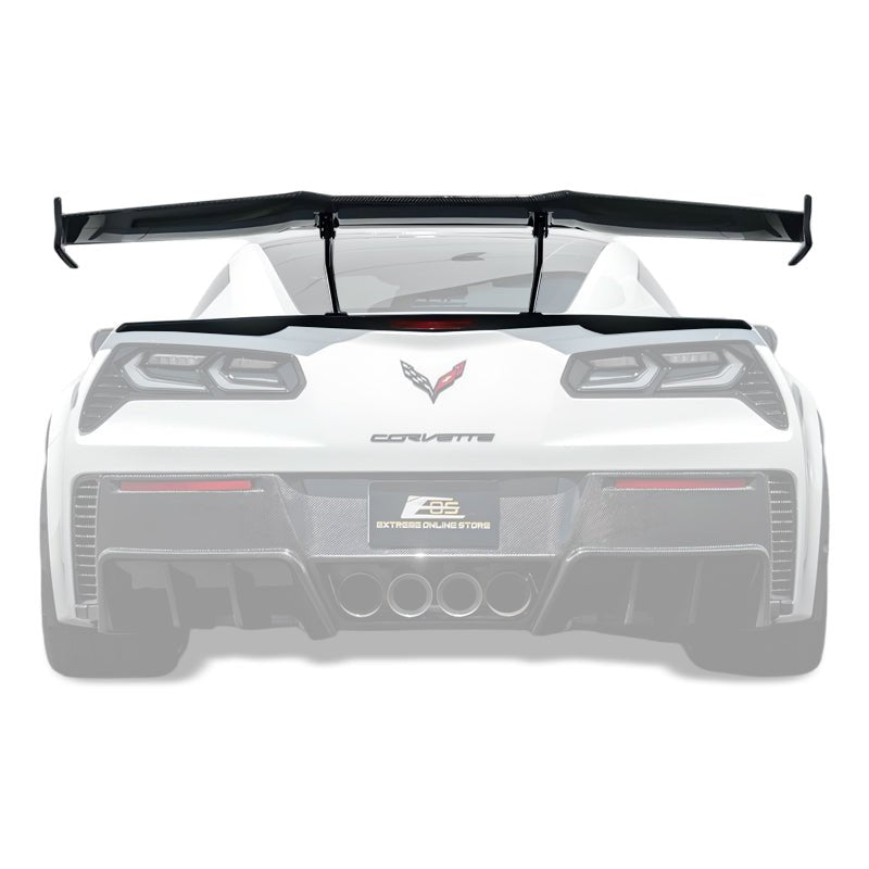 Chevrolet Corvette C7 ZR1 ZTK Style Carbon Fiber Extended High Wing Spoiler Kit 2014-2019