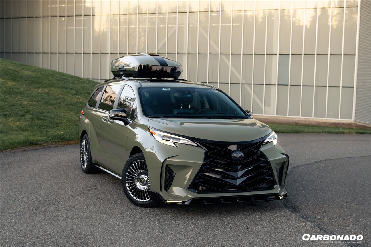 2021 - 2025 Toyota Sienna Thunder Style PP Front Bumper with Lip and Grills and LED Light