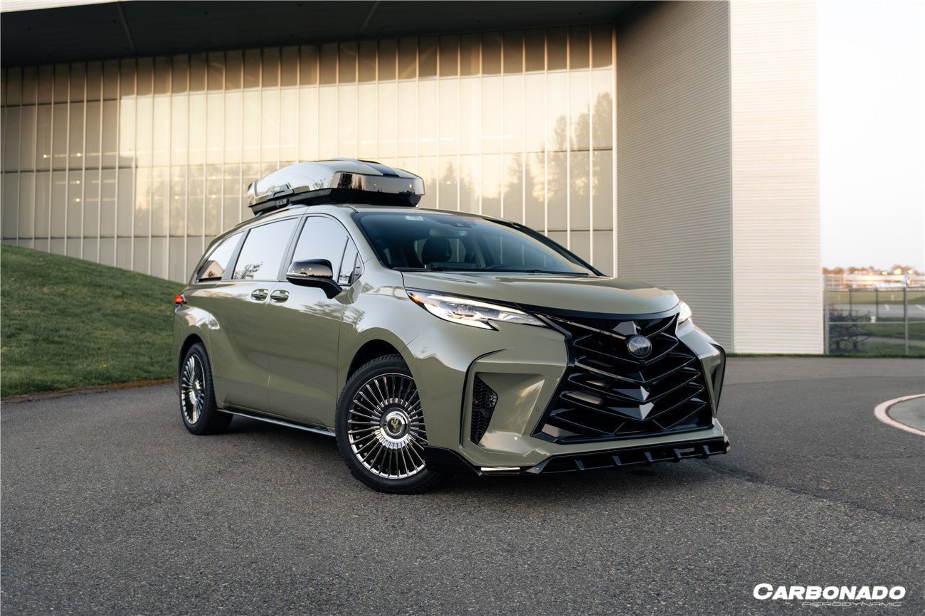 2021 - 2025 Toyota Sienna Thunder Style PP Front Bumper with Lip and Grills and LED Light