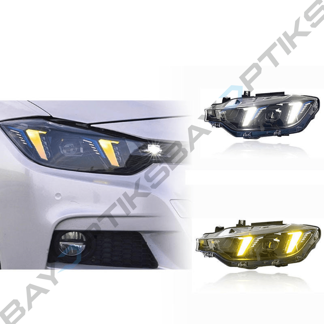 BMW 3 Series F30 Snake Eyes Style Dual Color LED Headlights 2012-2018