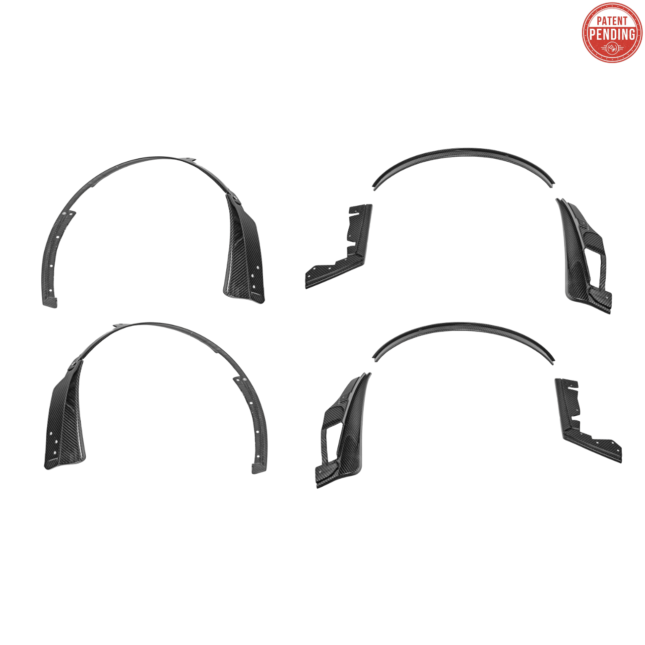 Ford Mustang S650 Dry Carbon Fiber XL Extended Fender Flares Mud Flap Kit 2024-Up