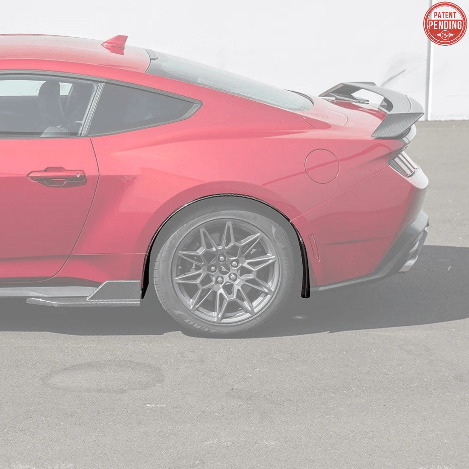 Ford Mustang S650 Dry Carbon Fiber XL Extended Fender Flares Mud Flap Kit 2024-Up