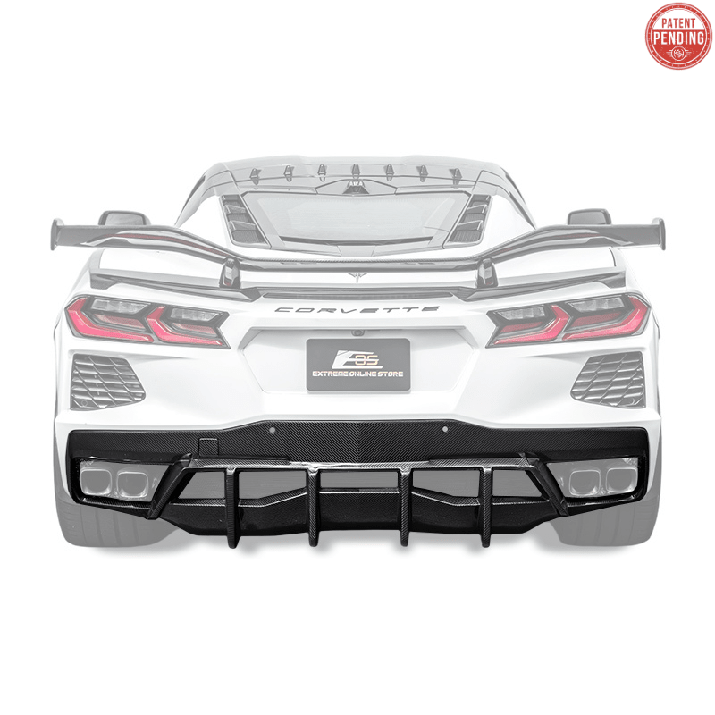 Chevrolet Corvette C8 Dry Carbon Fiber Quad Exit Rear Bumper Diffuser 2020-Up