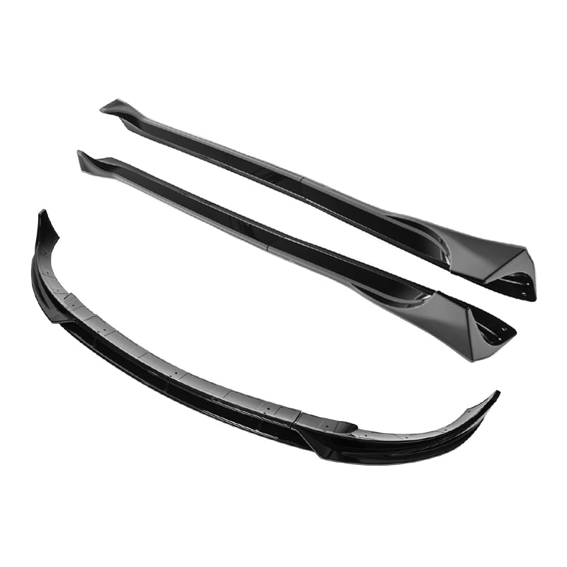 Tesla Model Y Performance Style Gloss Black Front Splitter Lip Side Skirts Kit 2020-2024