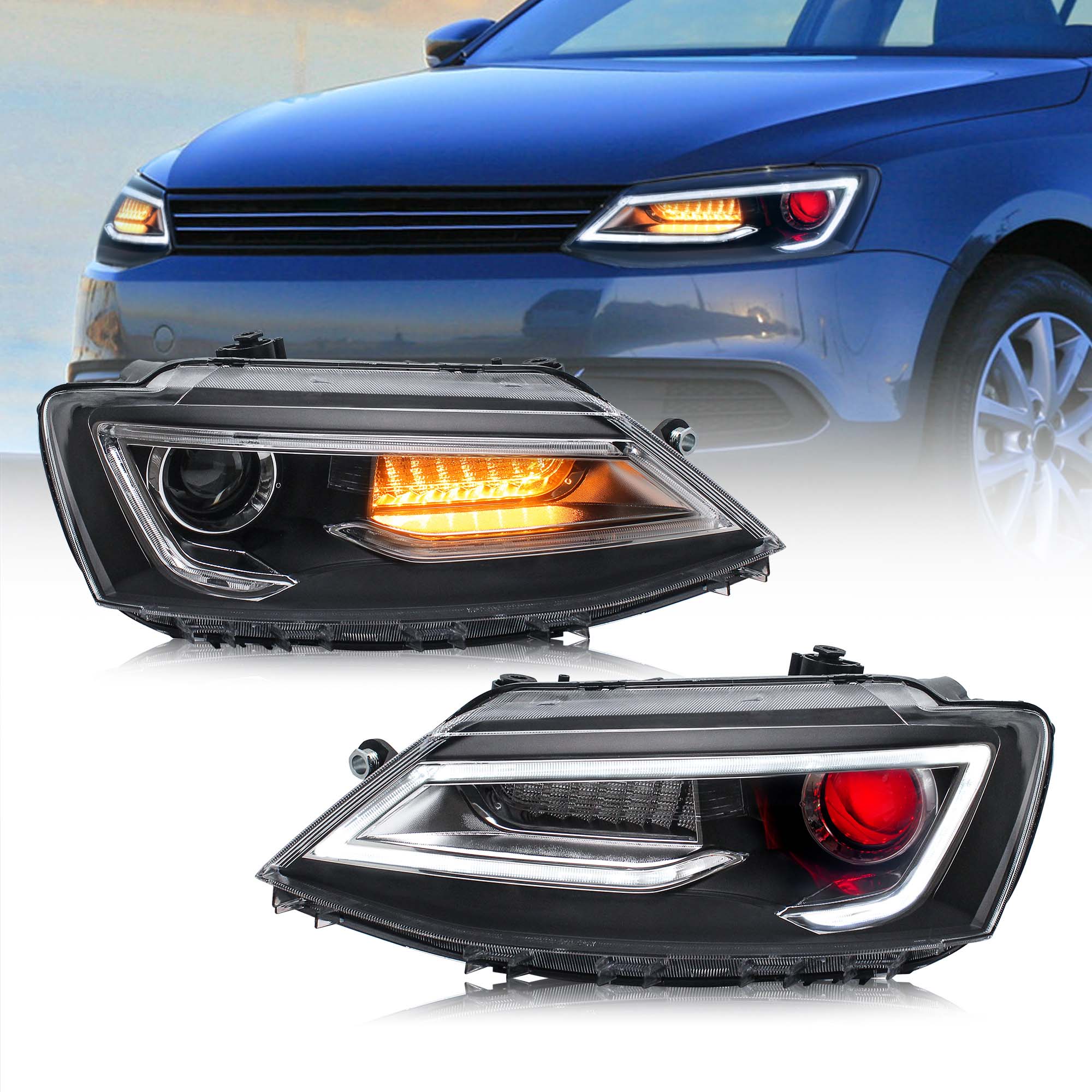 Volkswagen Jetta MK6 Front Lights Assembly LED Headlights 2011 - 2018