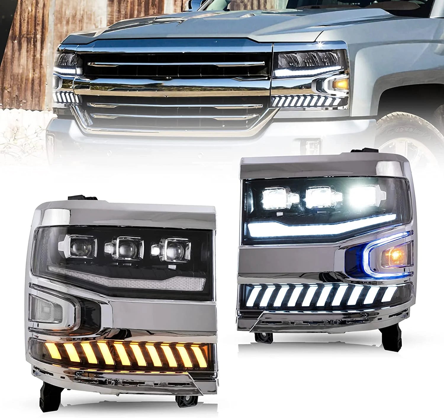 Chevrolet Silverado 1500 LED Projector Headlights 2016 - 2018