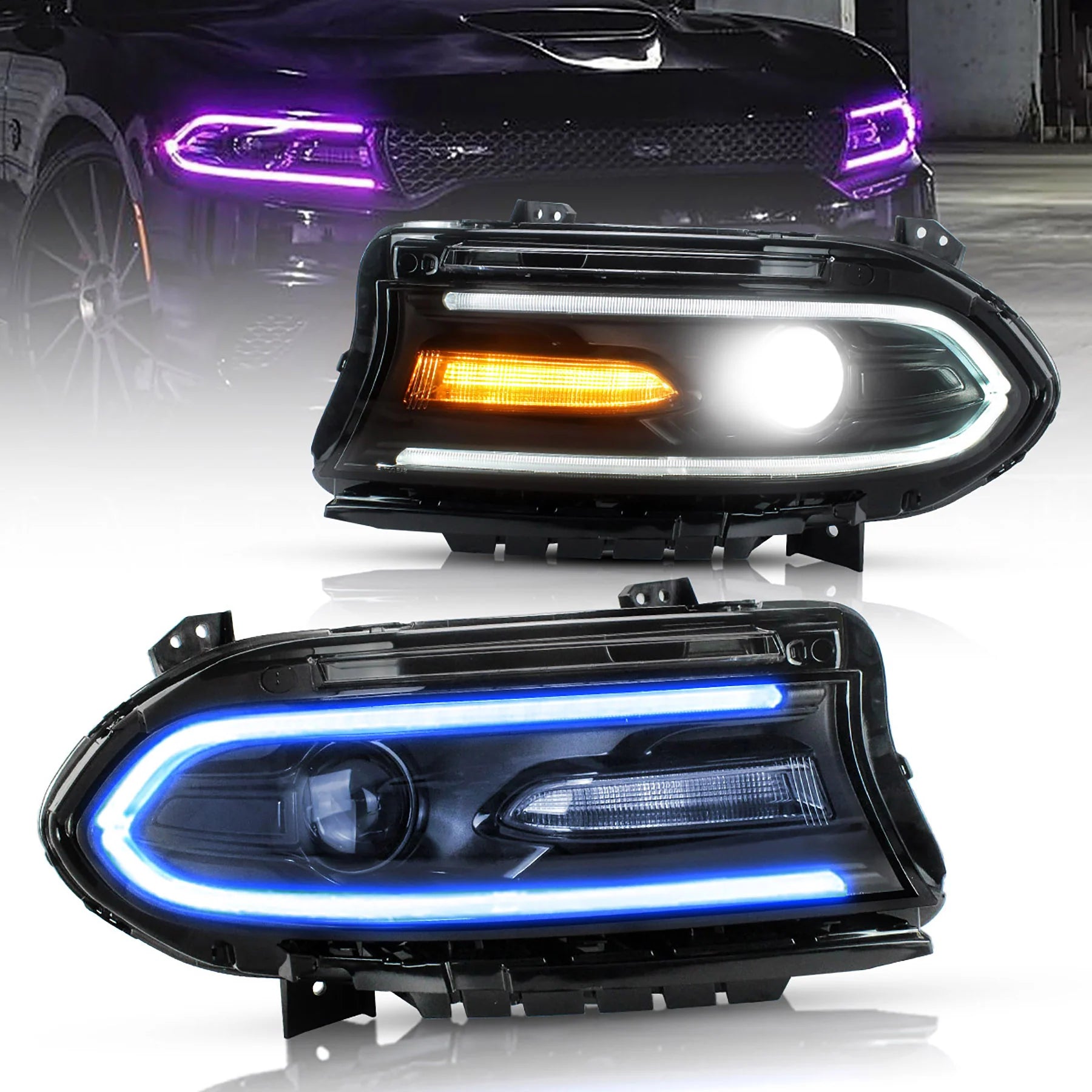 Dodge Charger Halogen Models RGB LED Headlights 2015 - 2023