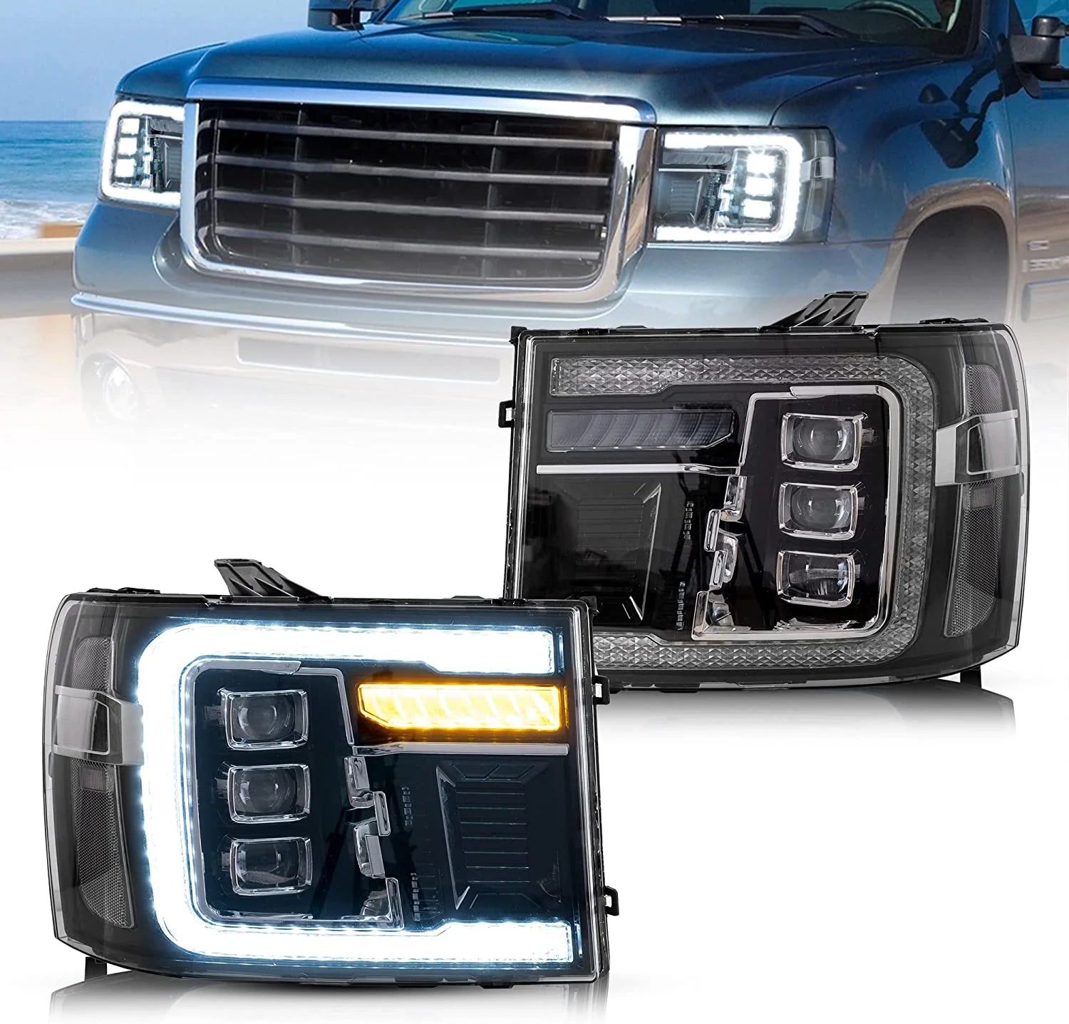 2007-2013 GMC Sierra 1500/2500HD/3500HD LED Headlights Ver. 2