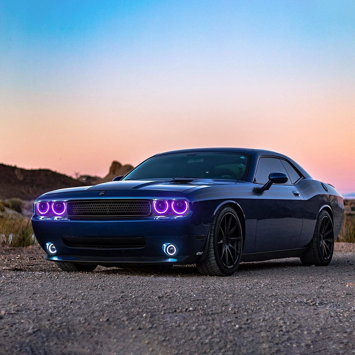 Dodge Challenger LED RGB/White Halo Headlights 2008 - 2014