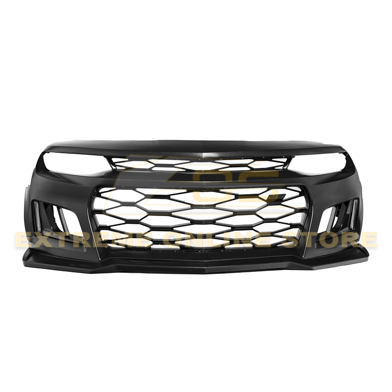 Chevrolet Camaro 6th Gen ZL1 Style Primed Black Front Bumper Conversion Kit With DRL 2016-2018