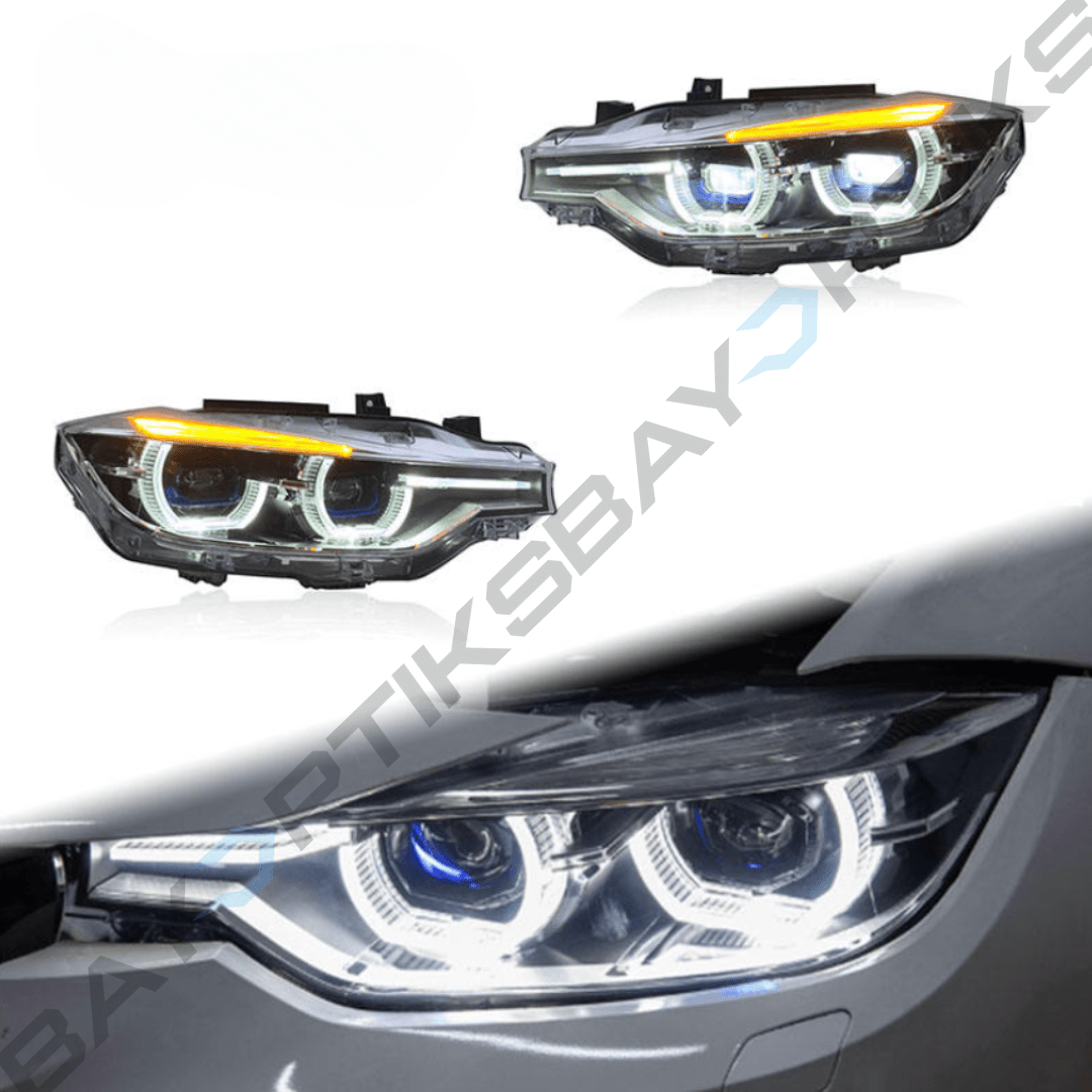 BMW F30 3 Series LCI Style Dual Projector CSL Yellow/White Headlights 2012 - 2019