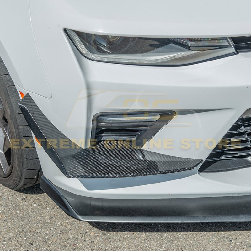 Chevrolet Camaro 6th Gen SS Style Black Carbon Front Bumper Side Canards 2016-2018