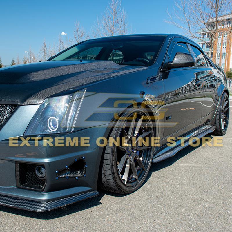 Cadillac CTS-V Carbon Fiber Front Splitter Side Skirts Kit 2009-2015