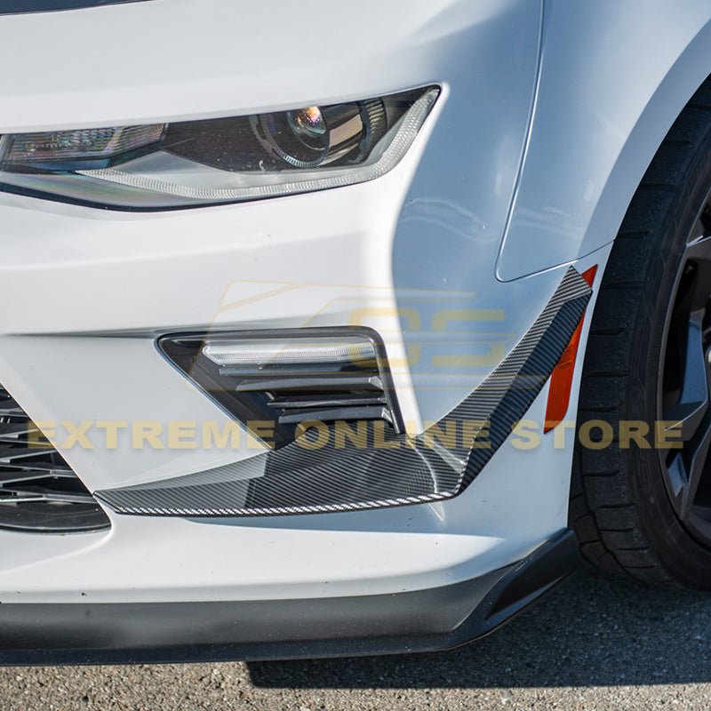 Chevrolet Camaro 6th Gen SS Style Black Carbon Front Bumper Side Canards 2016-2018