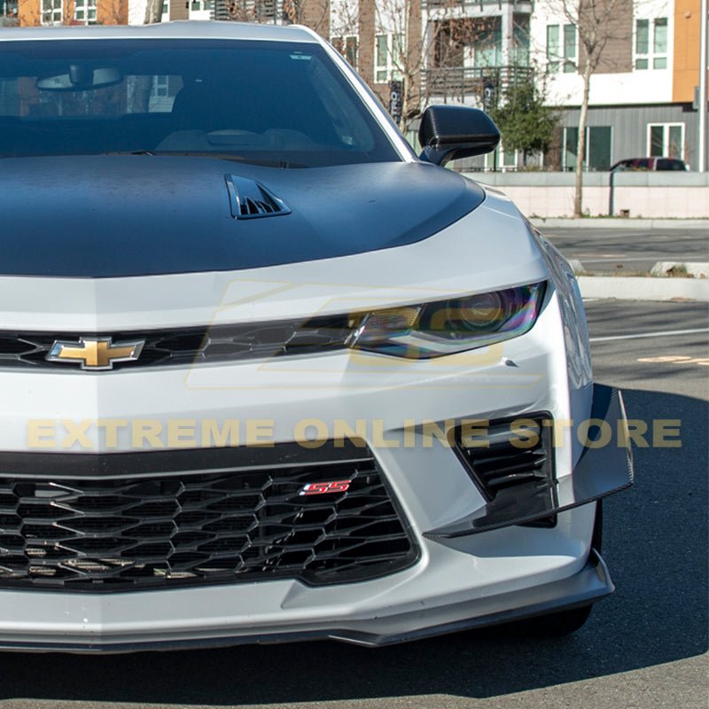 Chevrolet Camaro 6th Gen SS Style Black Carbon Front Bumper Side Canards 2016-2018
