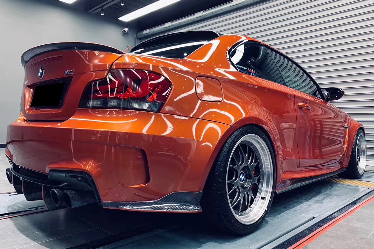2008-2013 BMW 1M RZ Style Carbon FIber Rear Bumper Cap Spiliter