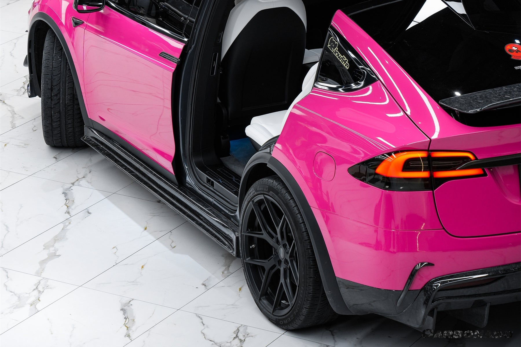 2016 - 2021 Tesla Model X SUV RZS Style Carbon Fiber Side Skirts