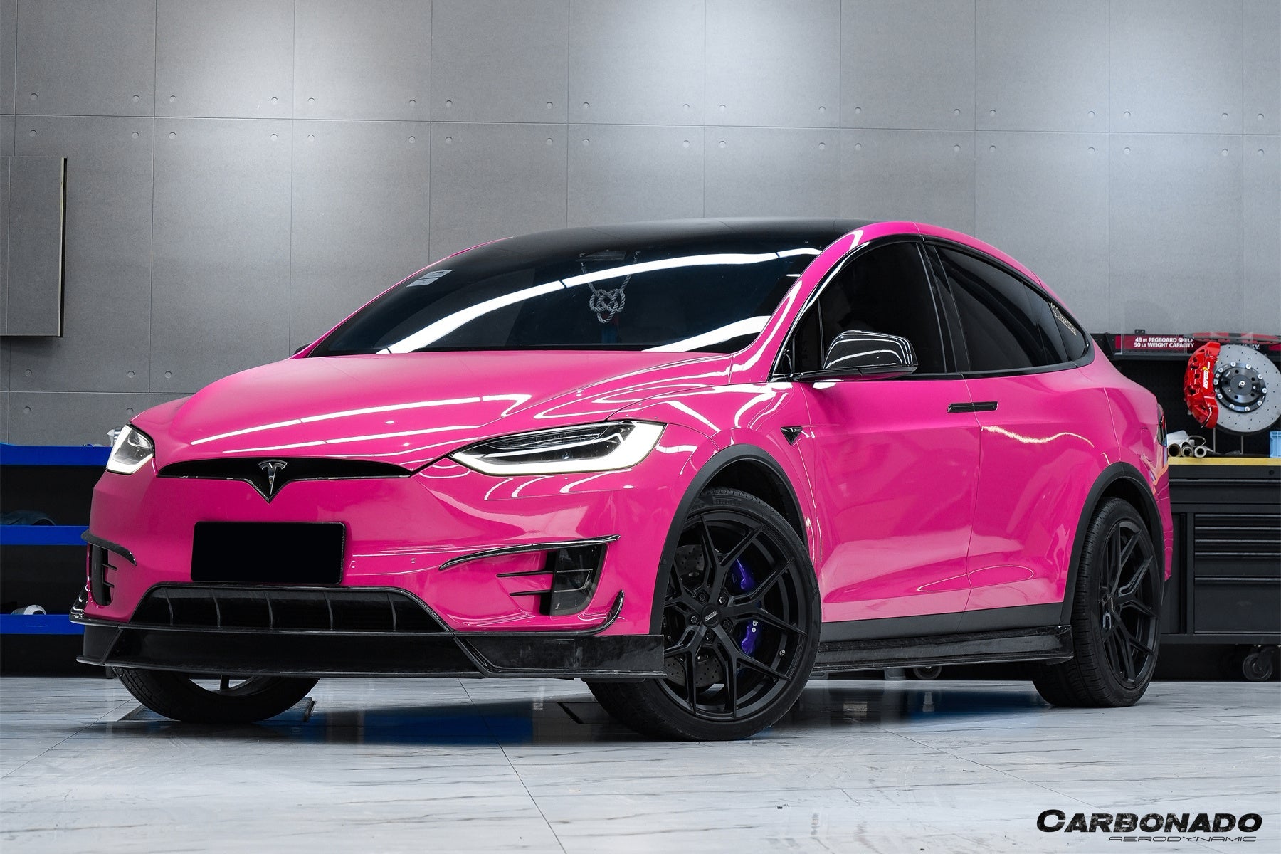 2016 - 2021 Tesla Model X SUV RZS Style Carbon Fiber Front Lip