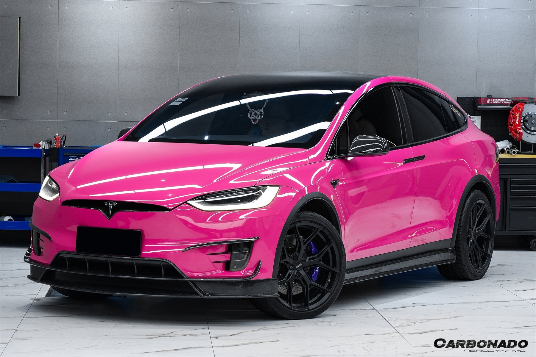 2016 - 2021 Tesla Model X SUV RZS Style Carbon Fiber Front Lip