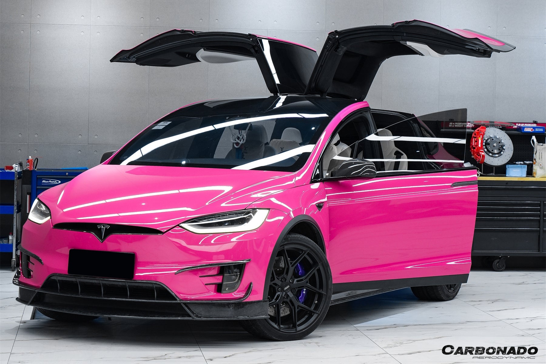 2016 - 2021 Tesla Model X SUV RZS Style Carbon Fiber Front Lip