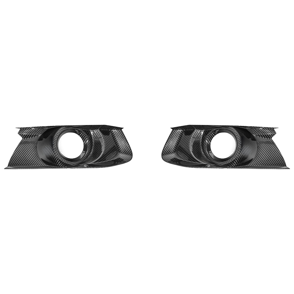 Ford Mustang S550 Dry Carbon Fiber Front Bumper Fog Light Bezel Cover Pair 2015-2017