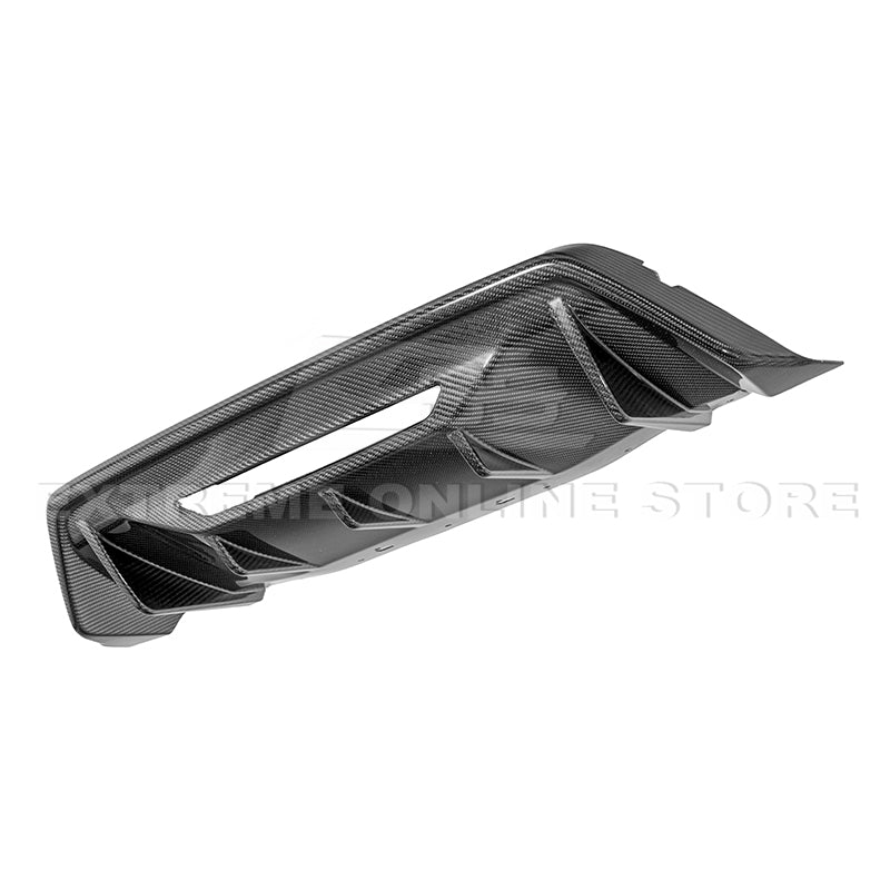 Ford Mustang S650 Performance Style Dry Carbon Fiber Rear Finned Bumper Diffuser 2024-Up