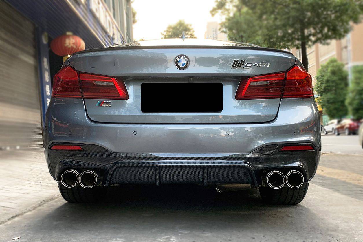 2017-2019 BMW 5 Series G30 G38 M-TECH ECC Style Carbon Fiber Rear Lip - Carbonado