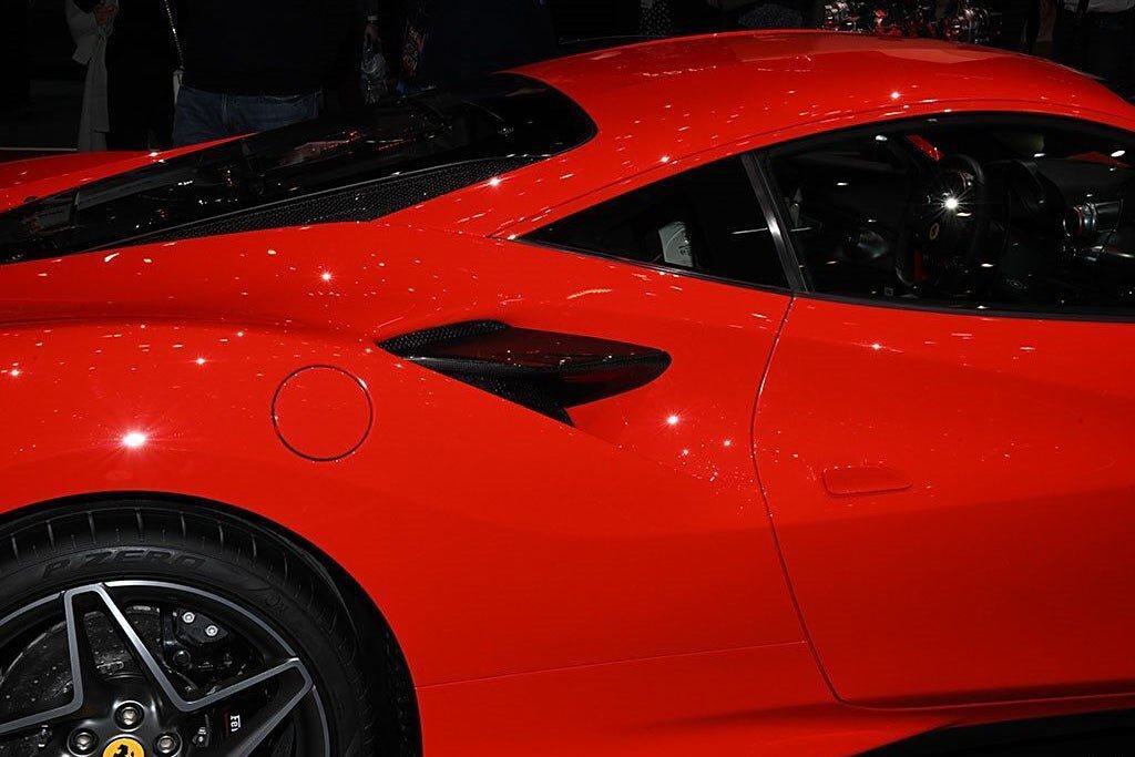 2019 - 2024 Ferrari F8 OEM Style Dry Carbon Fiber Side Air Intake Fins Flaps Wings