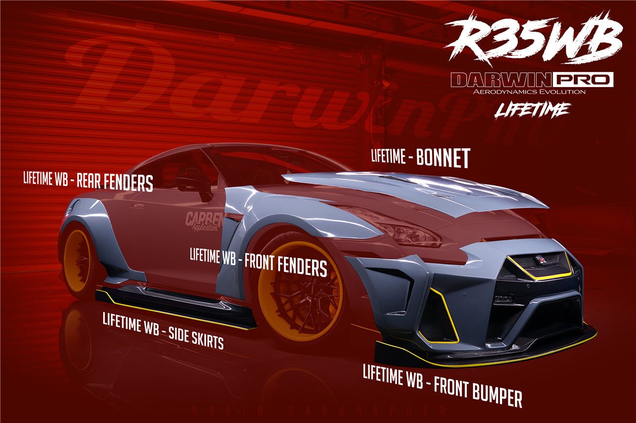 2008 - 2022 Nissan GTR R35 CBA & DBA & EBA BKSSII Style Partial Carbon Fiber Full Wide Body Kit