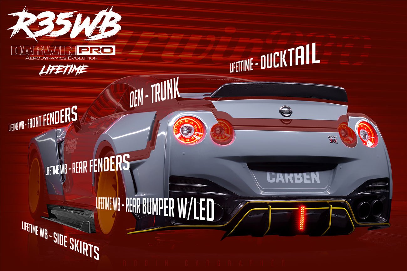 2008 - 2022 Nissan GTR R35 CBA & DBA & EBA BKSSII Style Partial Carbon Fiber Full Wide Body Kit