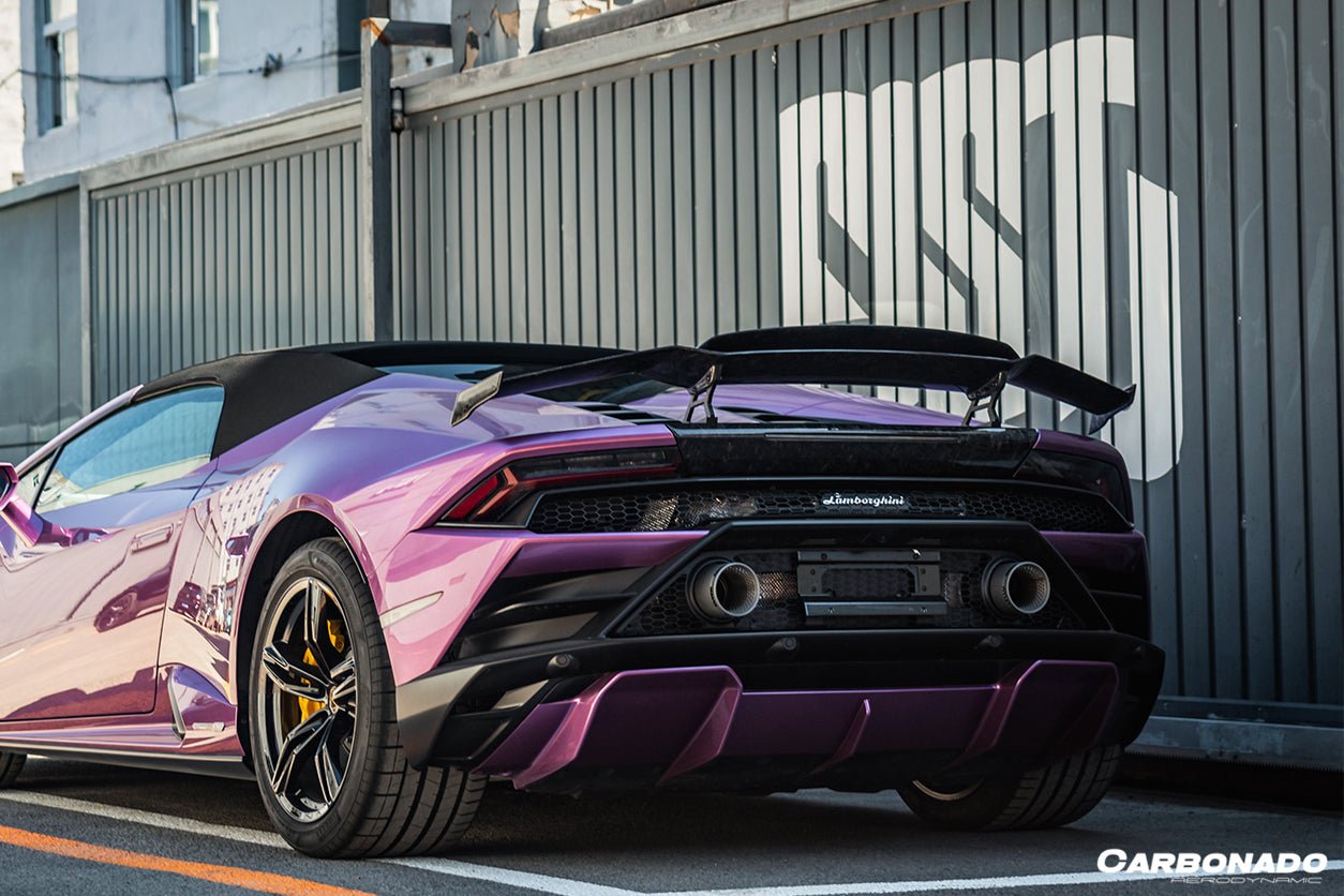 2015 - 2025 Lamborghini Huracan LP610 & LP580 & EVO & Tecnica MD Style Carbon Fiber Trunk Spoiler with Base